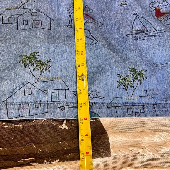 New Direction Womens 3XL Embroidered Buttons Girl Dancing Boat Denim Shirt Boho - Picture 7 of 8